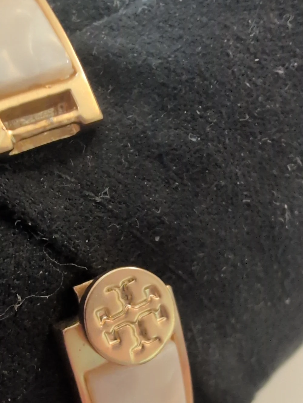 Tory Burch Gold Mother-of-Pearl Logo Bangle
